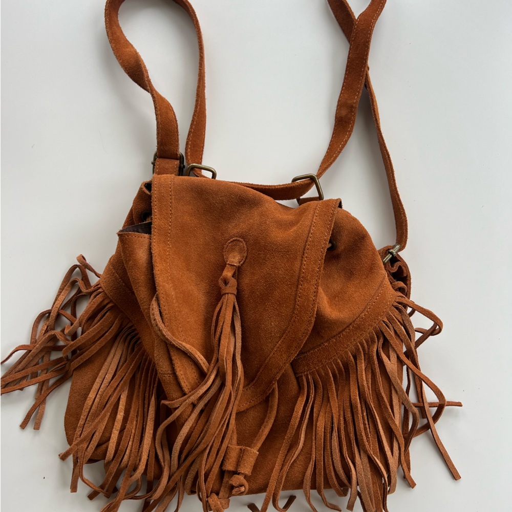New suede fringe purse backpack